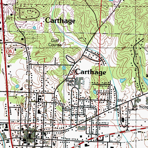 Topographic Map of Carthage Attendance Center, MS