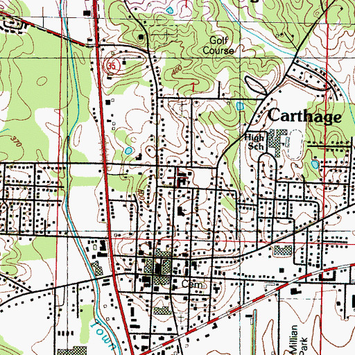 Topographic Map of Carthage Female Academy (historical), MS