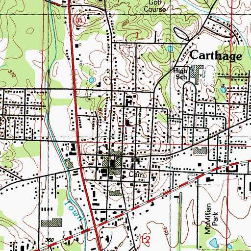 Topographic Map of Carthage Presbyterian Church, MS