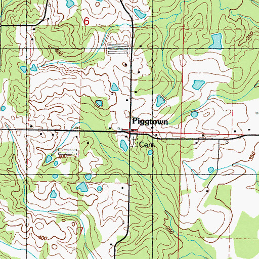 Topographic Map of Cedar Grove Baptist Church, MS