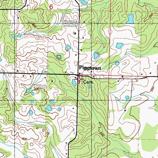 Topographic Map of Cedar Grove Cemetery, MS