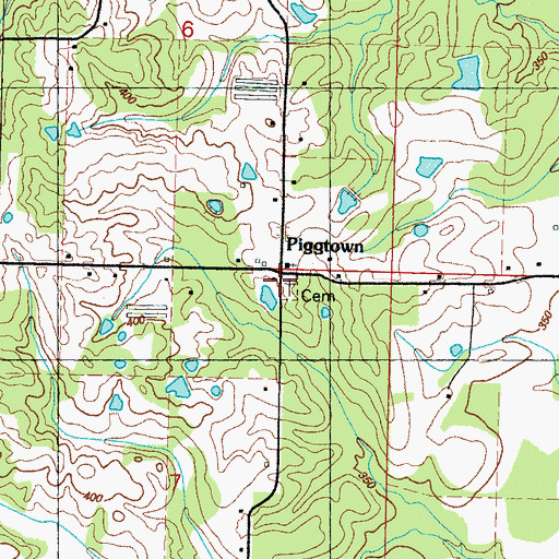 Topographic Map of Cedar Grove School (historical), MS