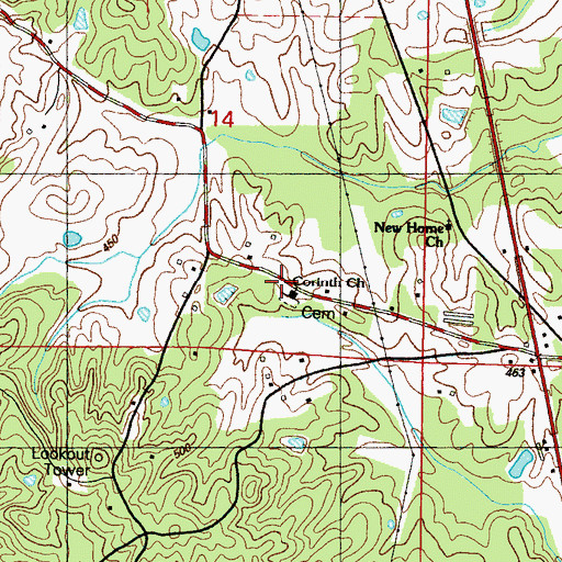 Topographic Map of Corinth Baptist Church, MS
