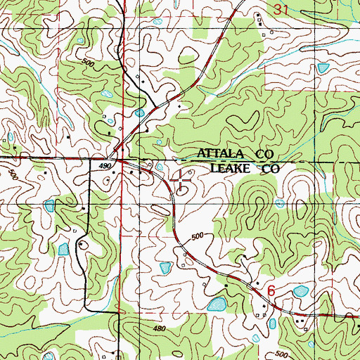 Topographic Map of County Line School (historical), MS