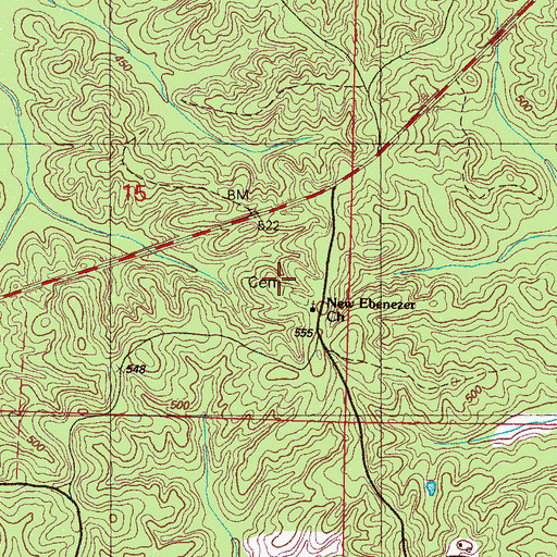 Topographic Map of Ebenezer Cemetery, MS