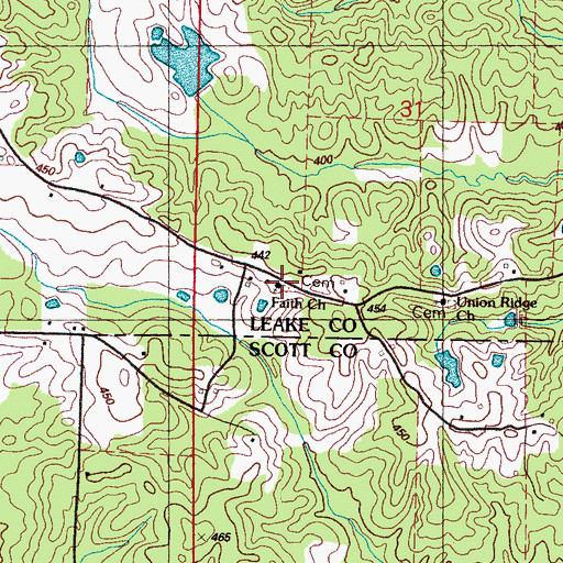 Topographic Map of Faith Baptist Church, MS