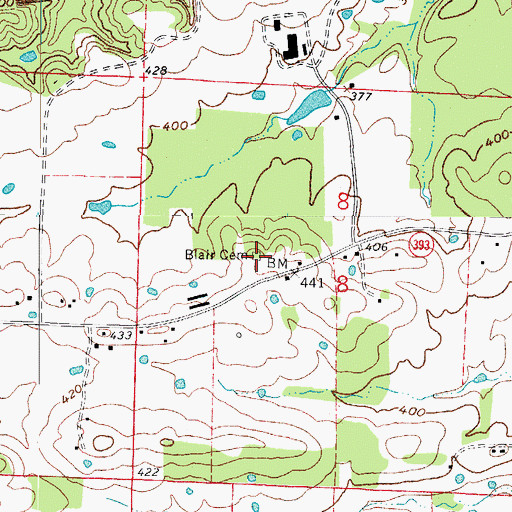 Topographic Map of Blair Cemetery, AR
