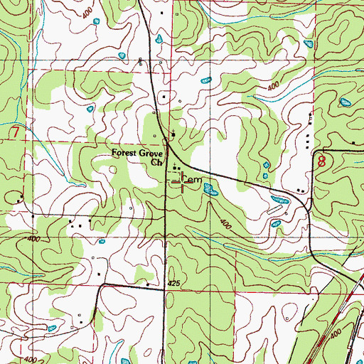 Topographic Map of Forest Grove Cemetery, MS