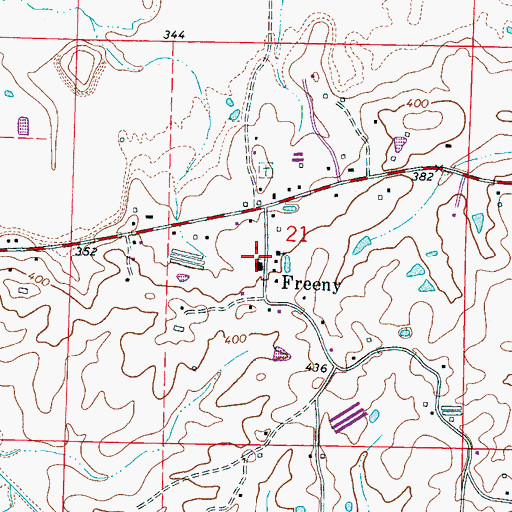 Topographic Map of Freeny Baptist Church, MS