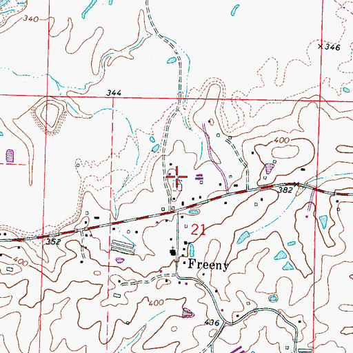 Topographic Map of Freeny Cemetery, MS