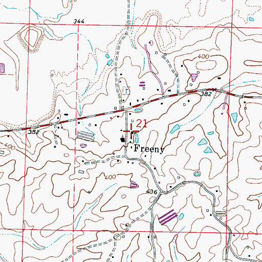 Topographic Map of Freeny Methodist Church, MS