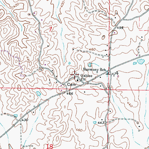 Topographic Map of Galilee Cemetery, MS
