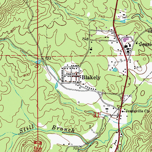Topographic Map of Blakely, AR