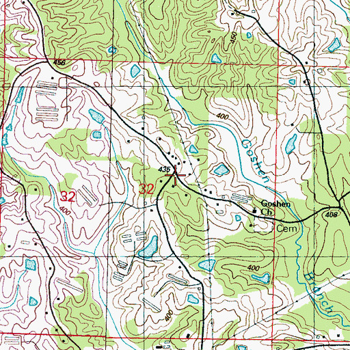 Topographic Map of Goshen, MS