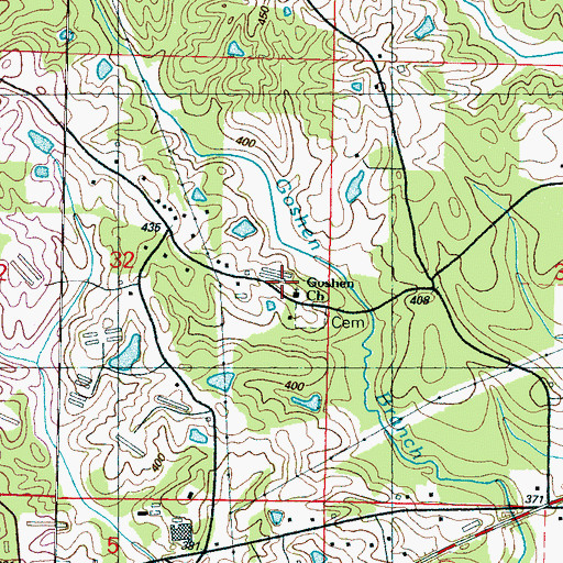 Topographic Map of Goshen School (historical), MS