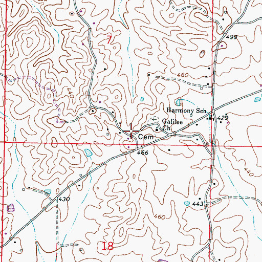Topographic Map of Harmony, MS
