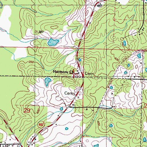 Topographic Map of Harmony Cemetery, MS