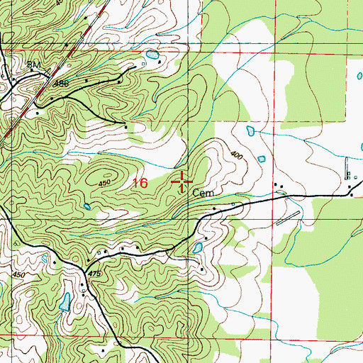 Topographic Map of Harrell Cemetery, MS