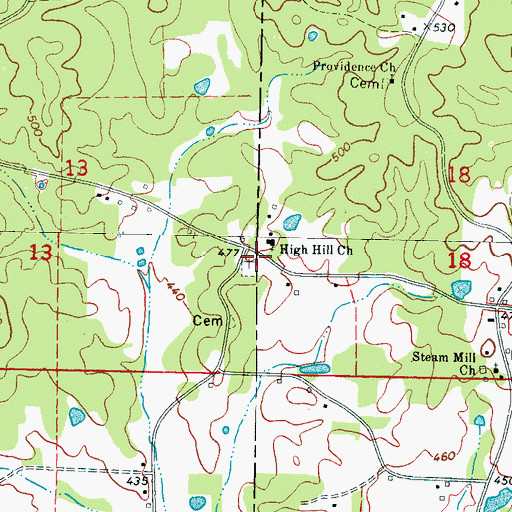 Topographic Map of High Hill, MS