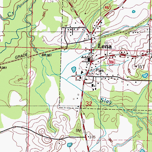 Topographic Map of Lena Methodist Church, MS