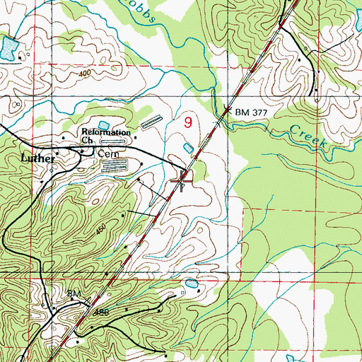 Topographic Map of Luther, MS