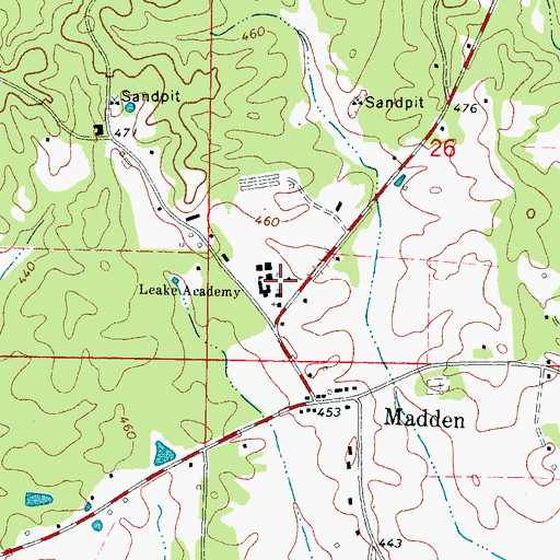 Topographic Map of Madden Baptist Church, MS