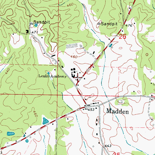 Topographic Map of Madden Methodist Church, MS