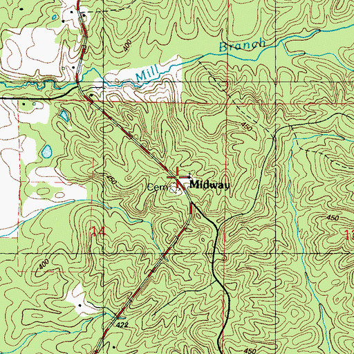 Topographic Map of Midway Cemetery, MS
