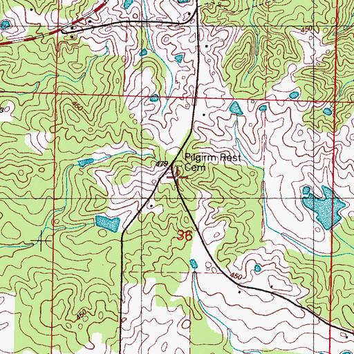 Topographic Map of Pilgrim Rest Church (historical), MS