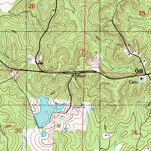 Topographic Map of Pleasant Hill Cemetery, MS