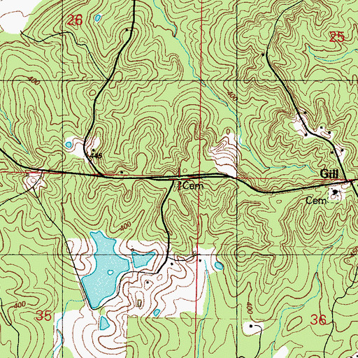 Topographic Map of Pleasant Hill School (historical), MS