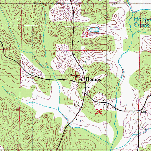 Topographic Map of Remus Cemetery, MS
