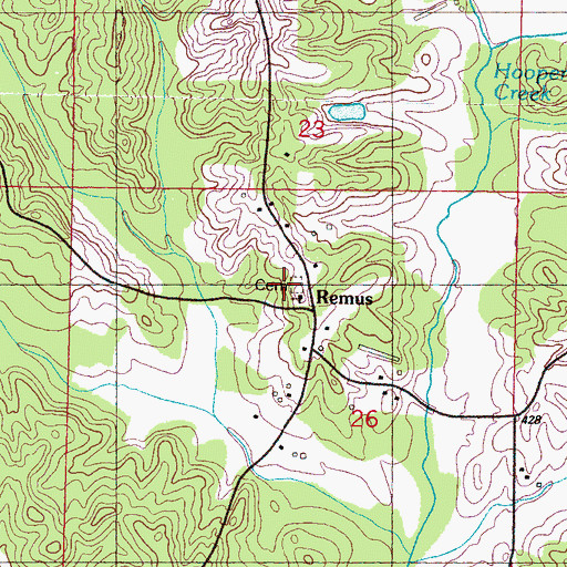 Topographic Map of Remus Missionary Baptist Church, MS