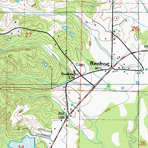 Topographic Map of Renfroe Baptist Church, MS