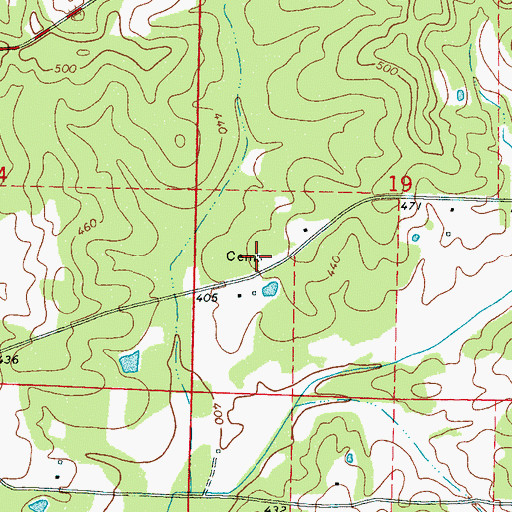Topographic Map of Rock Hill Cemetery, MS