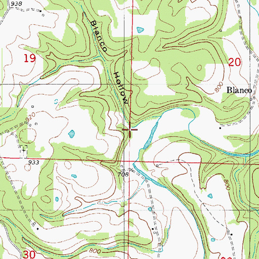 Topographic Map of Blanco Hollow, AR