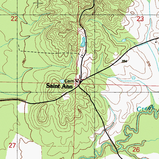 Topographic Map of Saint Ann Cemetery, MS