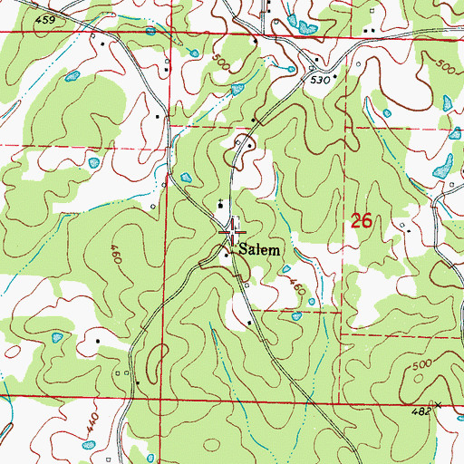 Topographic Map of Salem Cemetery, MS
