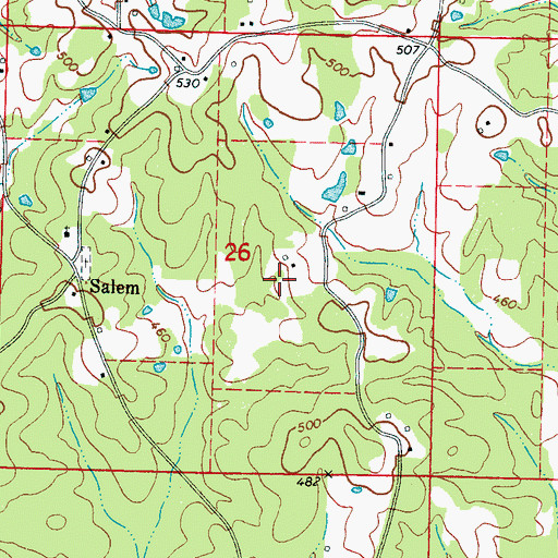Topographic Map of Salem School (historical), MS