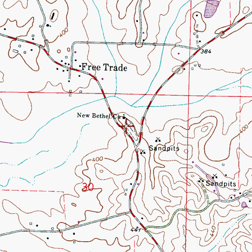 Topographic Map of Shackolo Cemetery, MS