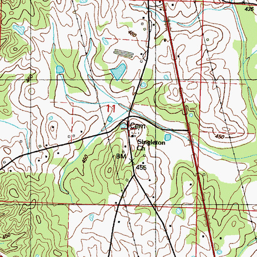 Topographic Map of Singleton School (historical), MS