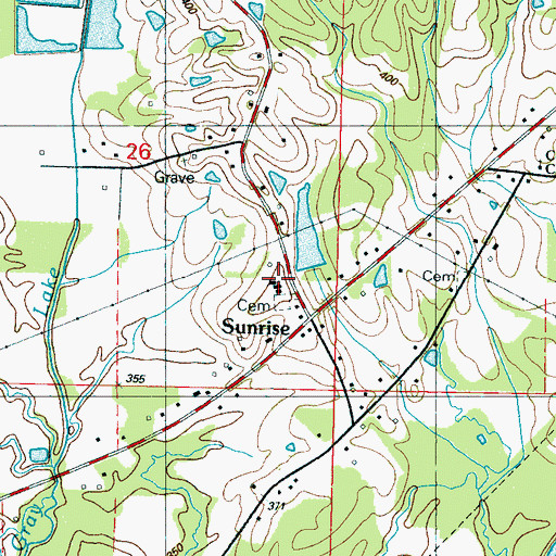 Topographic Map of Sunrise Cemetery, MS