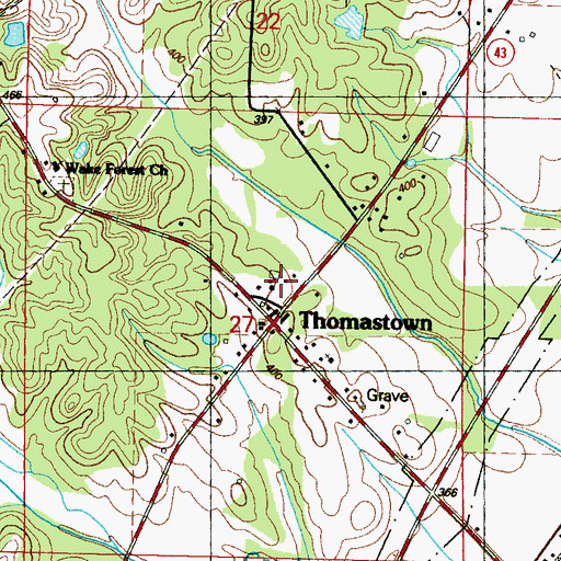 Topographic Map of Thomastown Attendance Center, MS