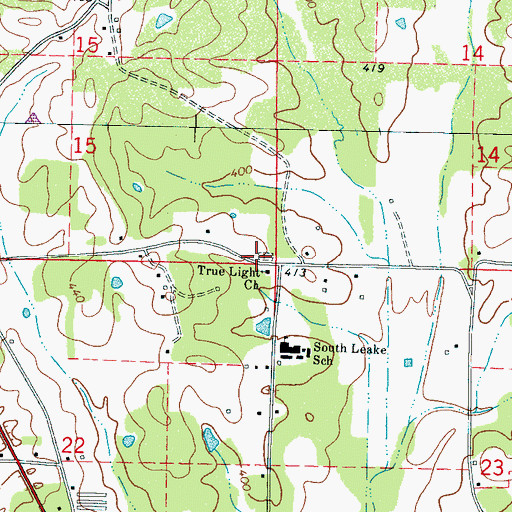 Topographic Map of True Light Cemetery, MS