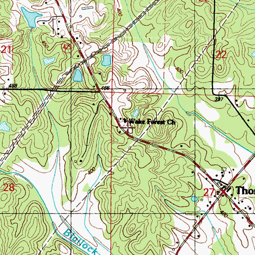 Topographic Map of Wake Forest Cemetery, MS
