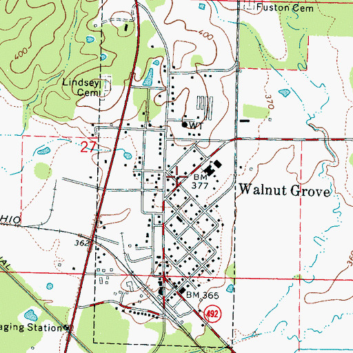 Topographic Map of Walnut Grove Methodist Church, MS