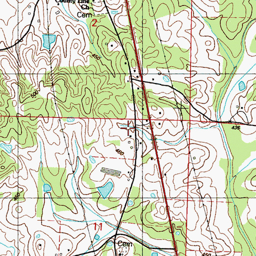 Topographic Map of Wesley Chapel School (historical), MS