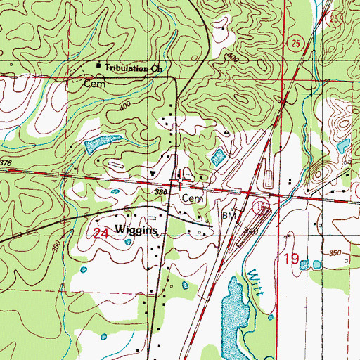 Topographic Map of Wiggins Baptist Church, MS