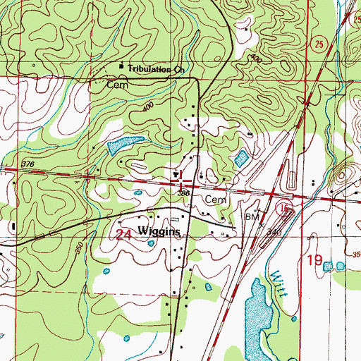 Topographic Map of Wiggins Methodist Church, MS