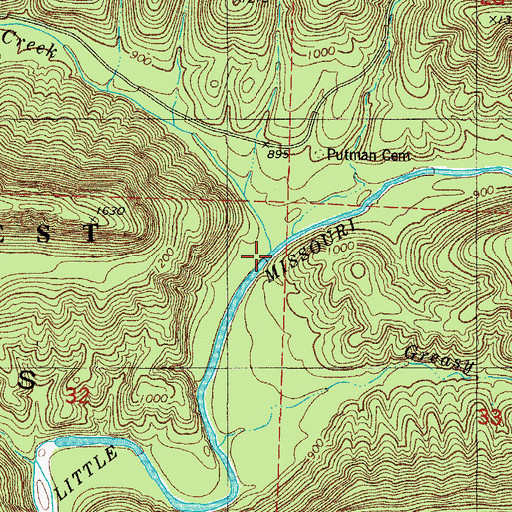 Topographic Map of Blaylock Creek, AR